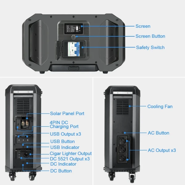 Sungzu 2500W Portable Power Station, SKA2500 LiFePO4 Batteries